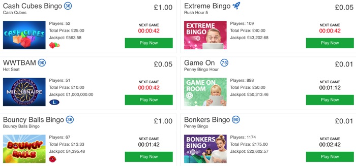 Bingo Games at Betfred Bingo