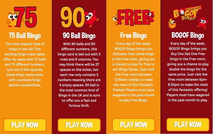 Bingo Games at BOGOF Bingo